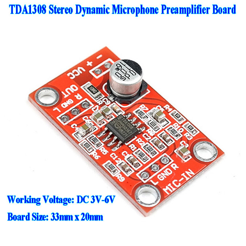 TDA1308 Stereo Dynamic Microphone Preamp Preamplifier Board Module DC ...