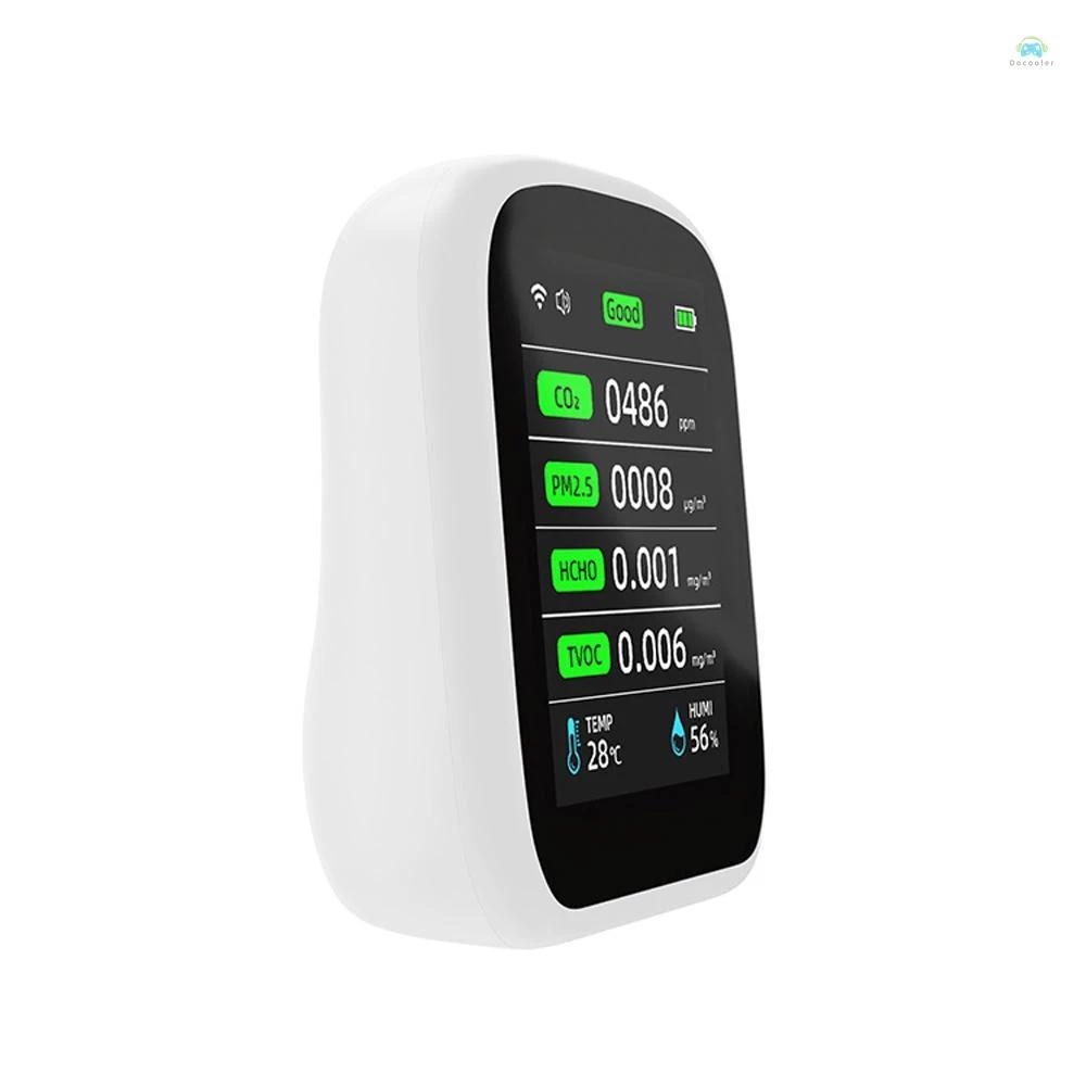 Tuya 8 in 1 Wifi เครื่องตรวจวัดคุณภาพอากาศ แบบพกพา พร้อมจอ LCD สี
