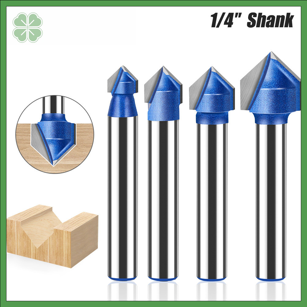 90 องศา V-Groove Router Bit, 1/4 นิ้ว Shank V-Type Chamfer Bit, งานไม้ ...