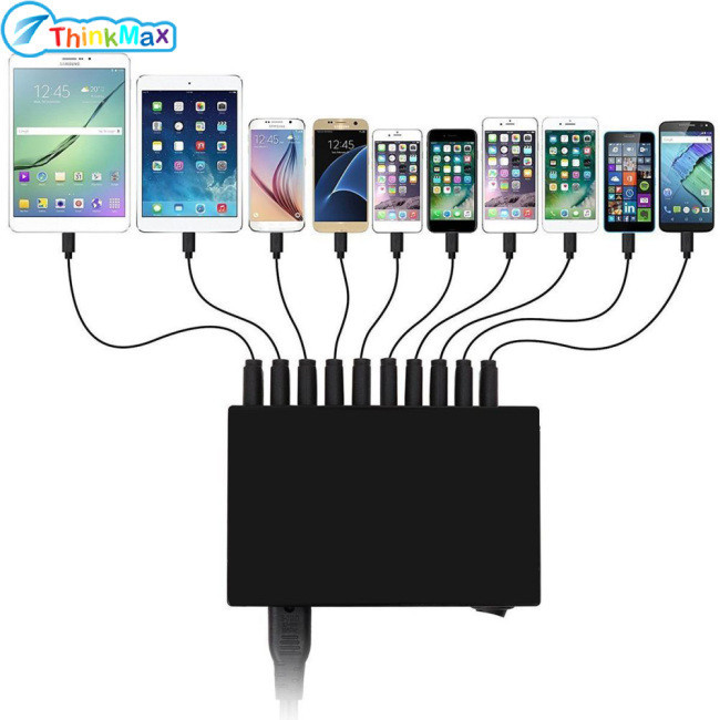 60w 10-Port USB Charger Block PD Fast Charging Hub Overchargeing ...