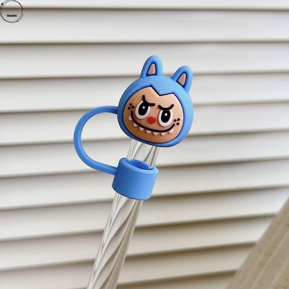 Ilonim 1/4 ชิ้น Labubu Straw Covers Cap, น่ารัก 10 มม., Labubu การ์ตูน ...