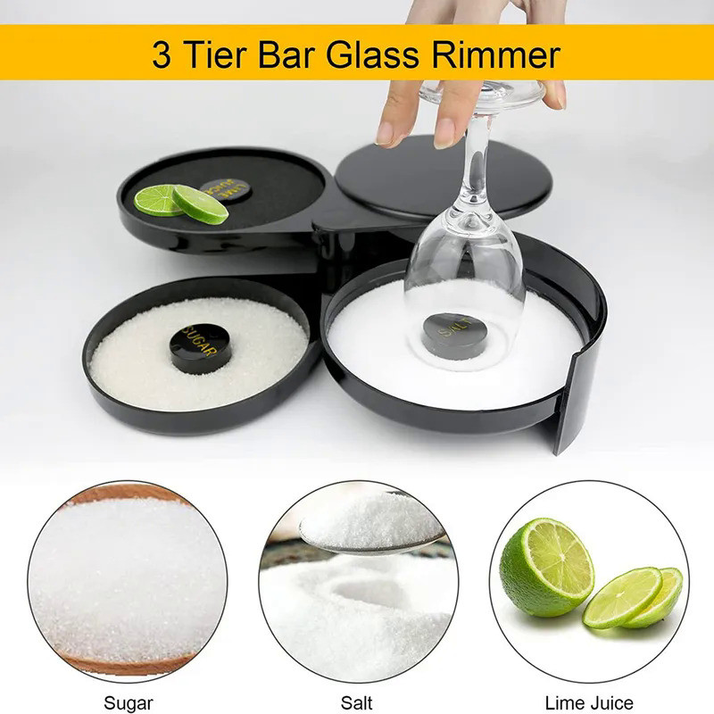 3-Tier Bar Juice Cocktail Seasoning Box Rimmers Bartender Tool,Salt Box ...