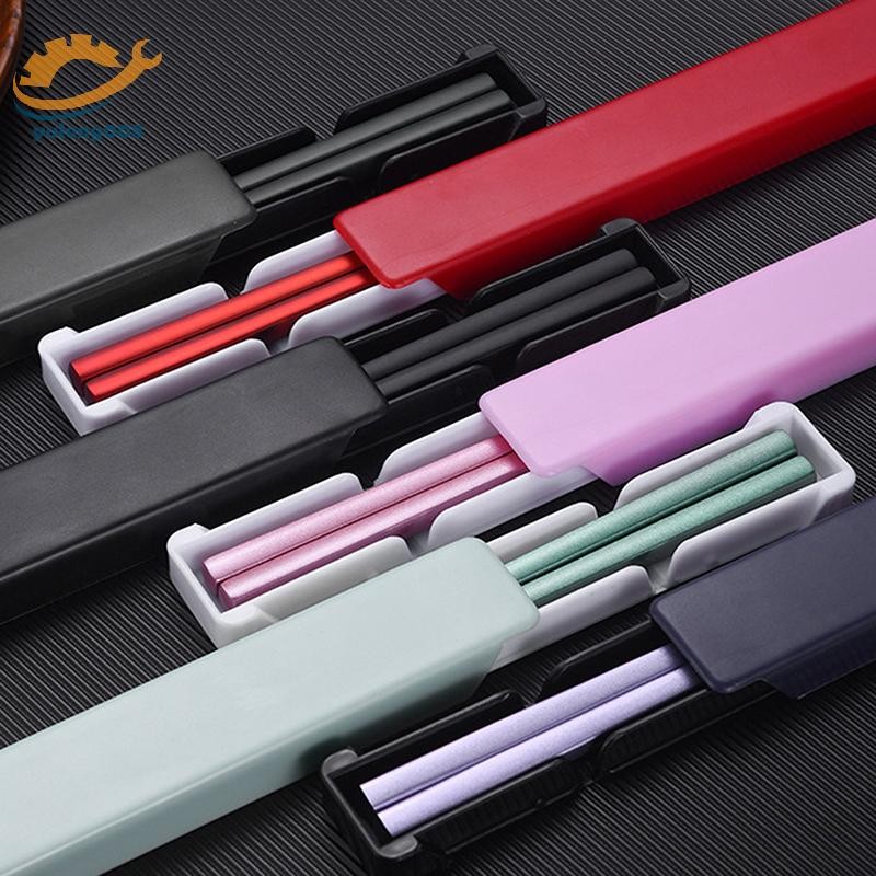 [MR] 304 สแตนเลสตะเกียบอาหารกลางวันบนโต๊ะอาหารเดินทางแบบพกพาลื่นตะเกียบ ...