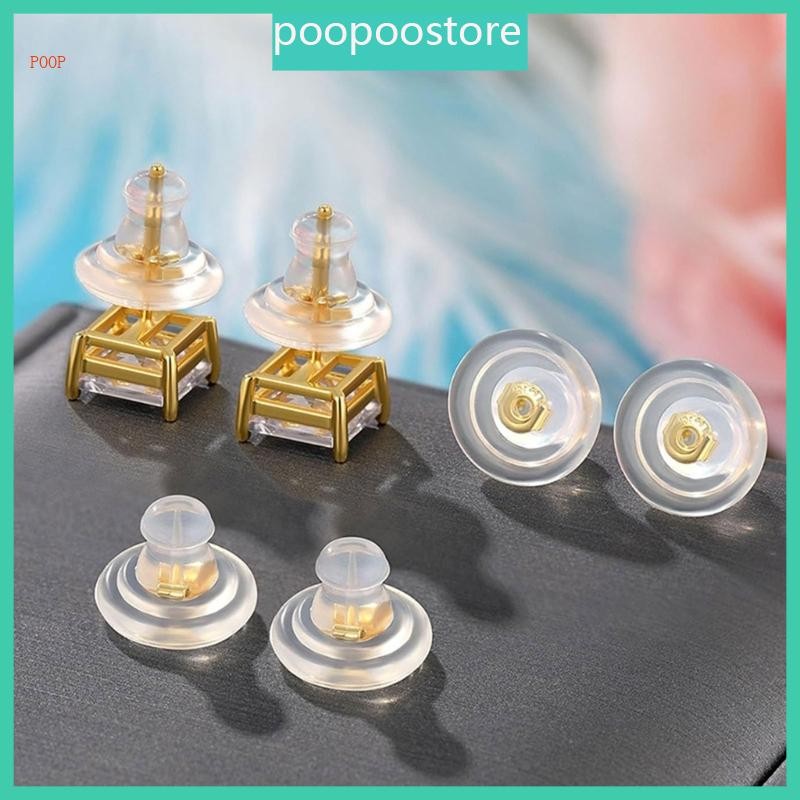 POOP 100 ชิ้นซิลิโคนทดแทนHeavy Studs ต่างหู Stopper ลดอาการเจ็บ ...