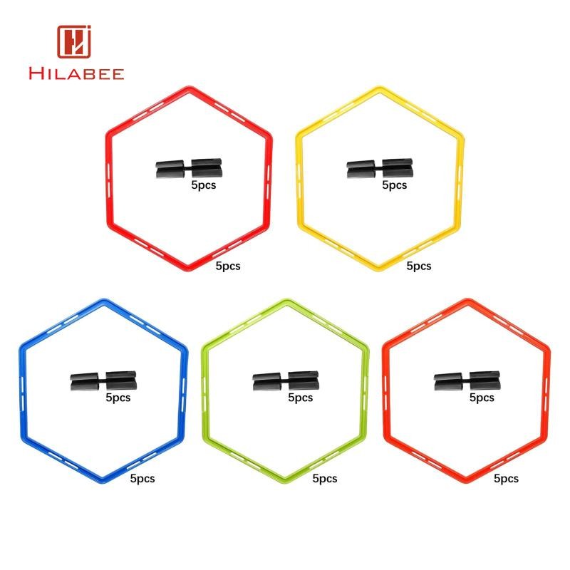 HILABEE 5x Hex Agility Rings สำหรับฝึกทักษะความคล่องตัวและความเร็ว ใช้ ...