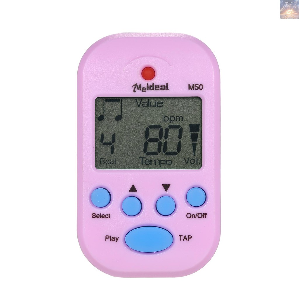 M50 Digital Clip-on Metronome With LCD & Tap Tempo - Portable For Guitar, Violin, Piano & Bass (White)