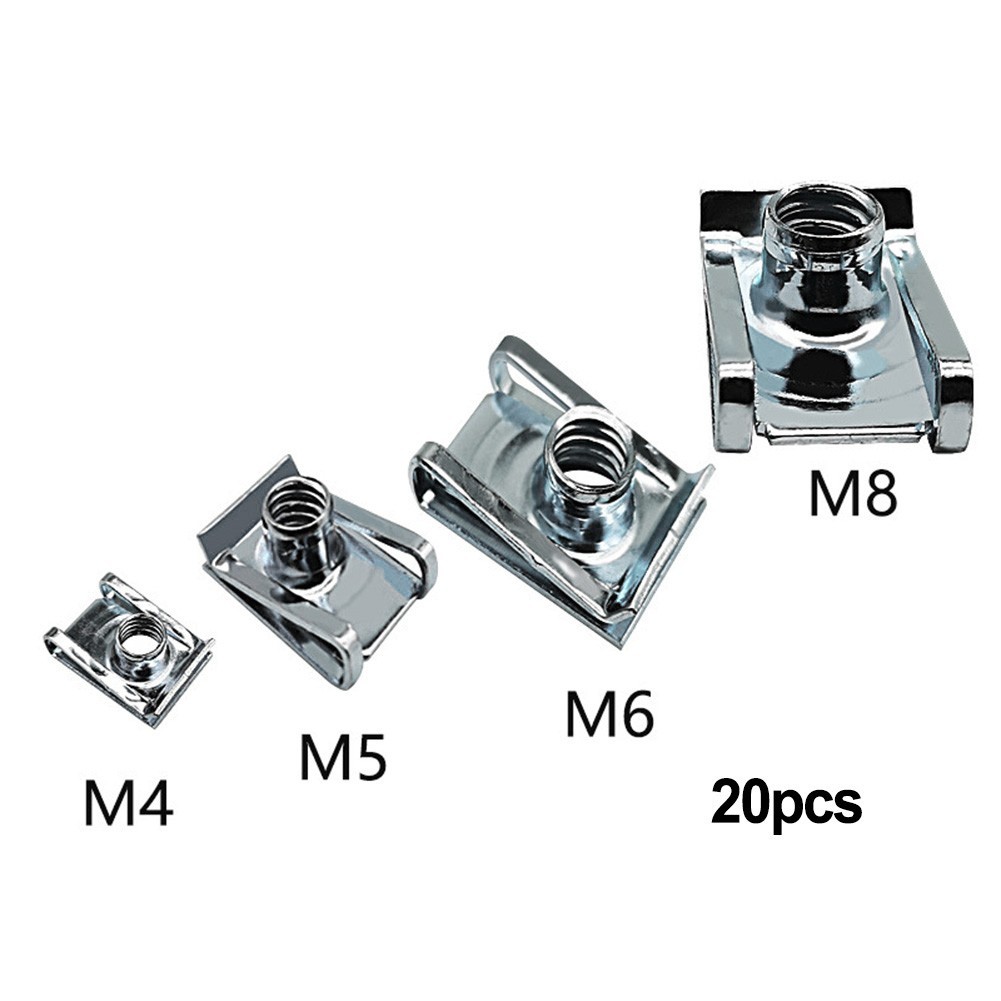 10x M5 Thread Zinc-Plated Spring Spire C-Clips & U-Nuts – Speed Clips For Chimney & Fairings
