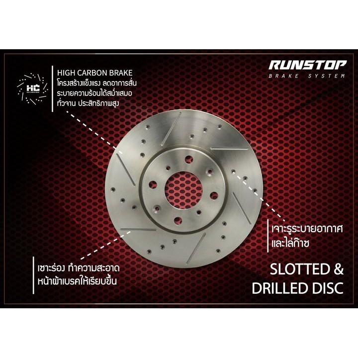 runstop จานเบรค คู่หน้า ขนาดเดิม ตรงรุ่น toyota fortuner 2.5D 2.7D 2013 ...