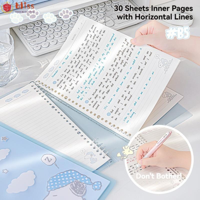 Blliss Lined Spiral Notepads, 30 หน้า B5 สมุดโน๊ตแบบหลวม, การ์ตูน PVC ...