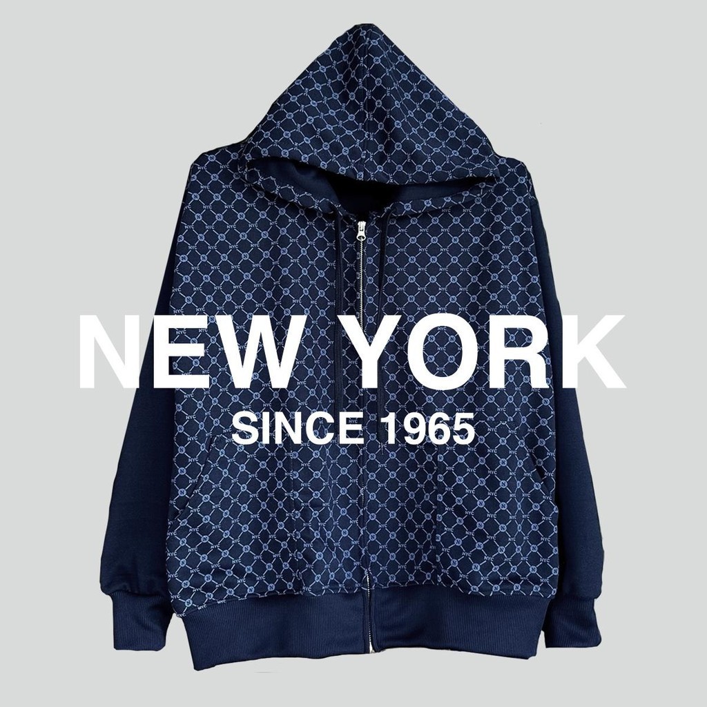 เสื้อกันหนาว New York Limited รุ่นพิมพ์ลาย พรีเมี่ยม เสื้อคลุมแขนยาว มีฮู้ด สีกรม แดง ครีม ดำ เทา เขียว กาแฟ พีช