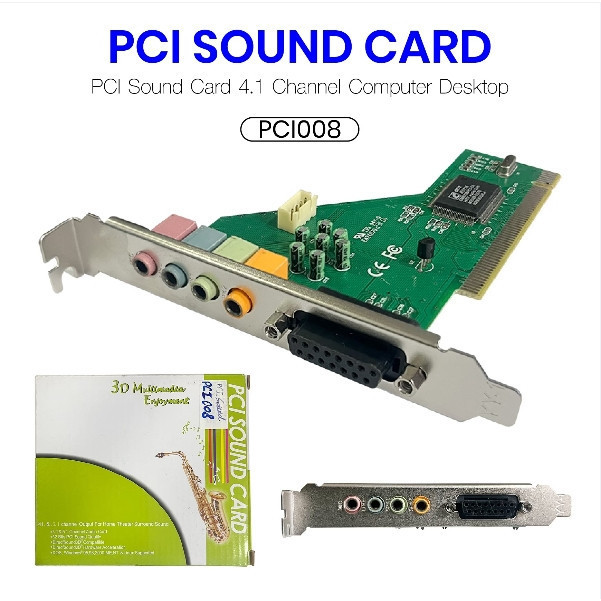 พร้อมส่ง PCI008 PCI Sound Card Channel Computer Desktop 4.1 | Shopee ...