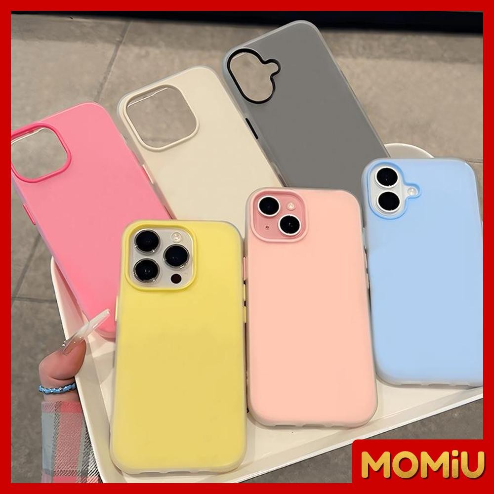MOMiU - ฟรอสต์แมทท์ 2-in-1 สีแคนดี้ เข้ากันได้สำหรับ เคสไอโฟน11 เคส iphone 16 Pro Max 7Plus XR 12 13 14 15 สีชมพูสวยงาม - 4