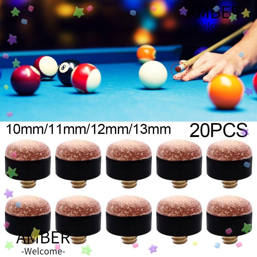 Amber 20 ชิ้น Billards Tip คุณภาพสูงอะไหล่ทดแทนทนทาน Billards Cue Head ...