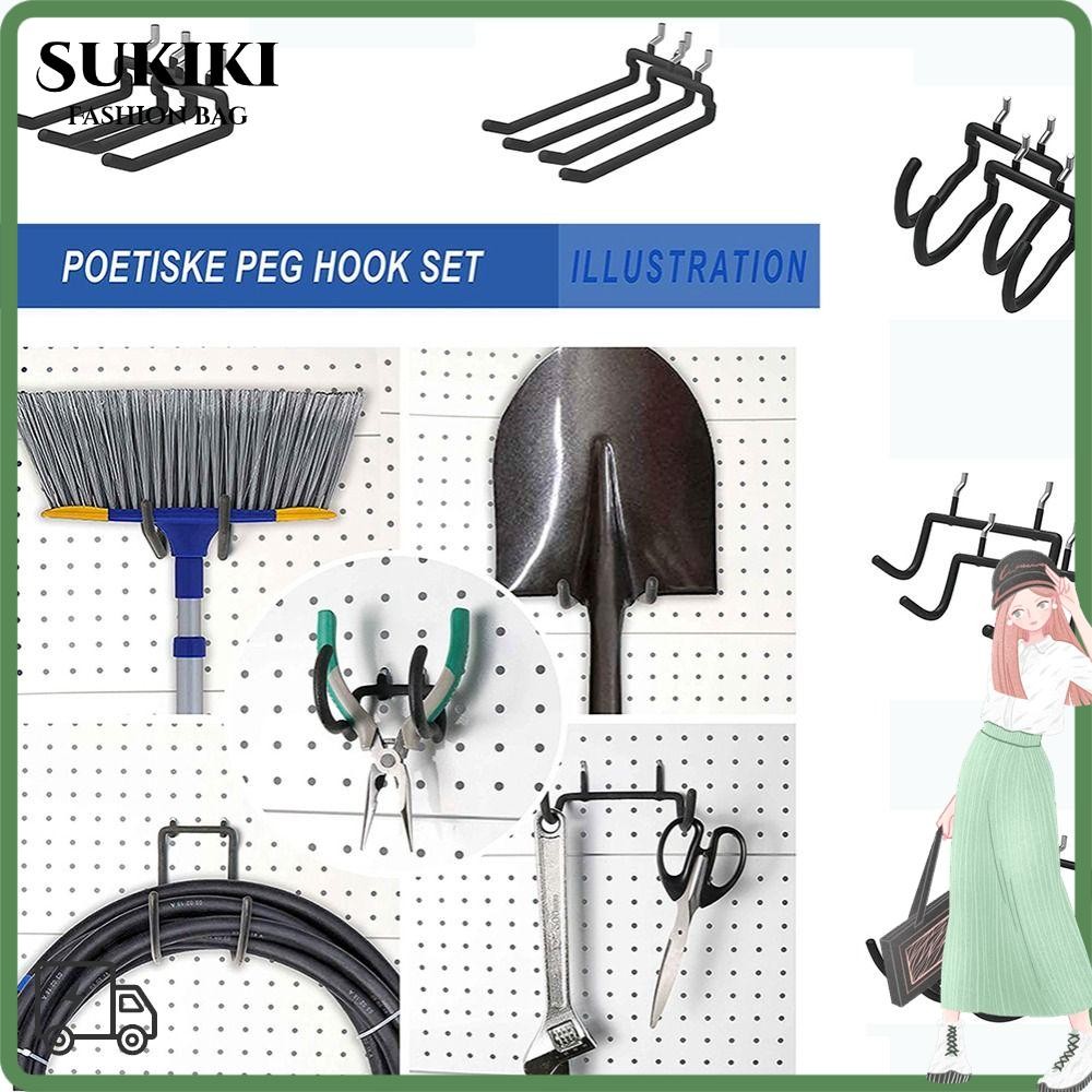 Sukiki โรงรถตะขอเหล็ก Multi-Function Hole แผ่น Rack Pegboard ผู้ถือ ...