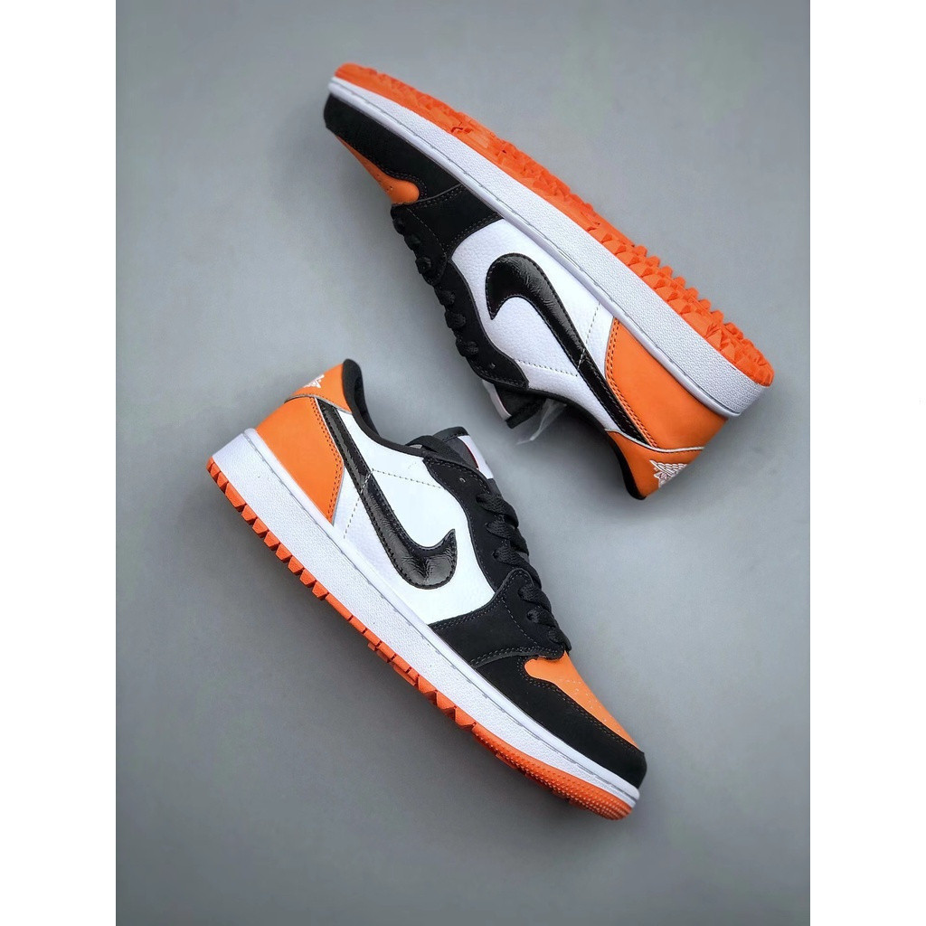 Air Jordan 1 Low ผ้าใบกอล์ฟ.Button สีส้มดำขาว สำหรับทั้งชายและหญิง ...
