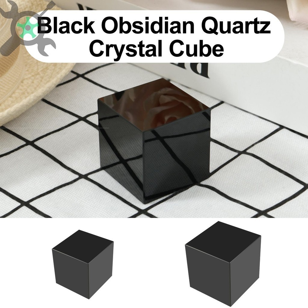 สีดํา Obsidian Cube ธรรมชาติ Obsidian คริสตัลควอตซ์ Handmade สีดํา ...