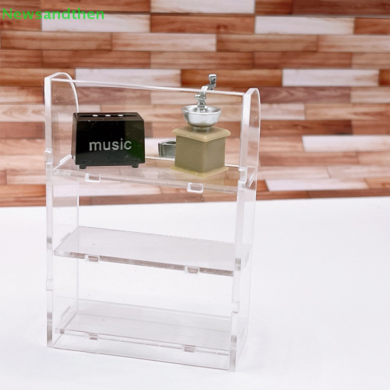 Newsandthen 1:12 Dollhouse อะคริลิคโปร่งใสจอแสดงผล Rack Storage Rack ...