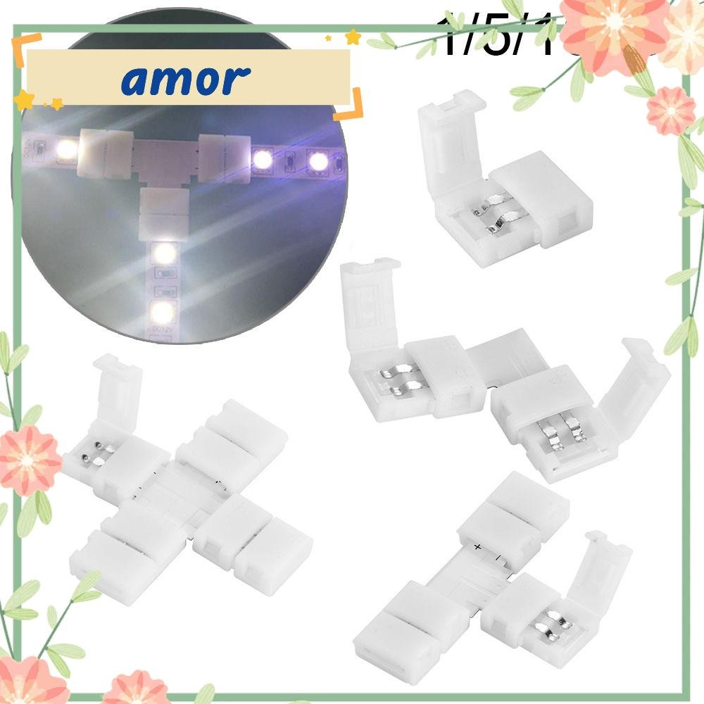 Amor12 1/5/10 ชิ้น LED Strip Connector มุม Clip-on Coupler 8 มิลลิเมตร ...