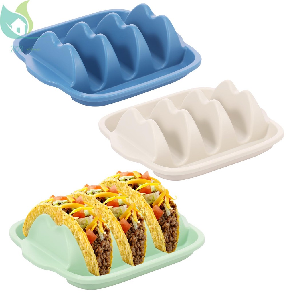 3 ชิ้นซิลิโคน Taco ผู้ถือชุด Stackable Taco ขาตั้งแผ่นถาดเสิร์ฟ 3 ช่อง ...