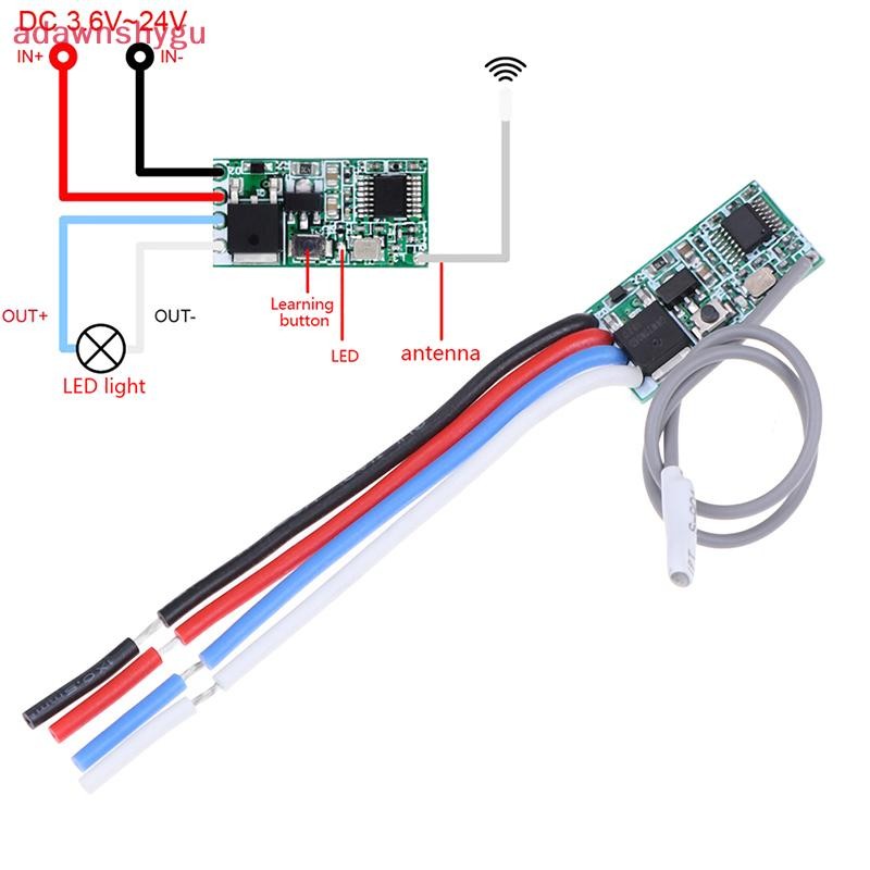 Adagu 433Mhz 1CH RF รีเลย์ตัวรับสัญญาณรีโมทคอนโทรลไร้สาย light micro ...