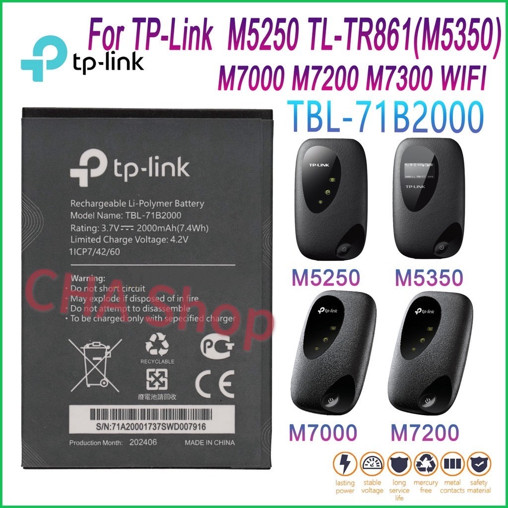 Batteria Compatibile Per TP-LINK M7000, M7200, M7350 E M5350 – 2500mAh Originale, Autonomia 8 Ore