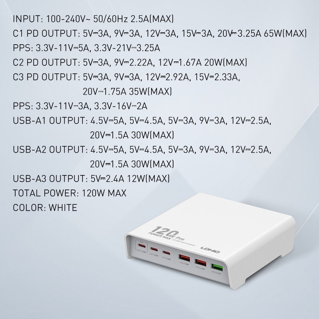 แบตเต็มเร็ว LDNIO Q605 Desktop Super Fast Charger ที่ชาร์ตเร็วแบบตั้ง ...