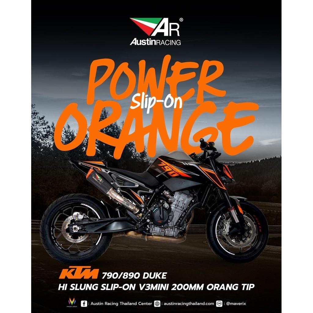 ท่อ Austin Racing สำหรับ DUKE 790 2018 - 2021 | HI SLUNG SLIP-ON V3MINI ...