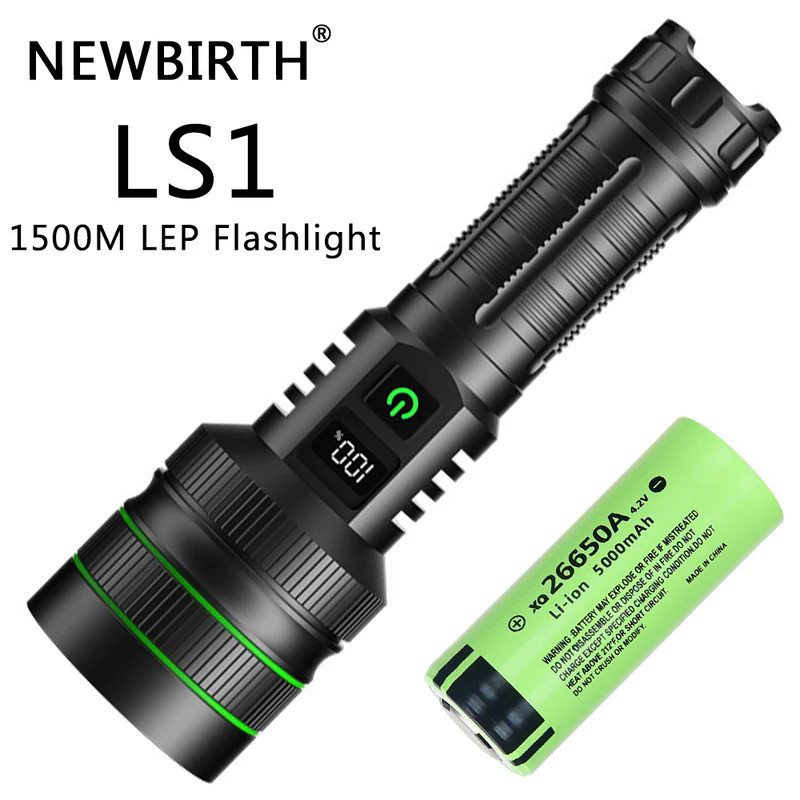 White Laser LEP Flashlight 1500 Meter Long Range, 10000LM, 26650 5000 ...