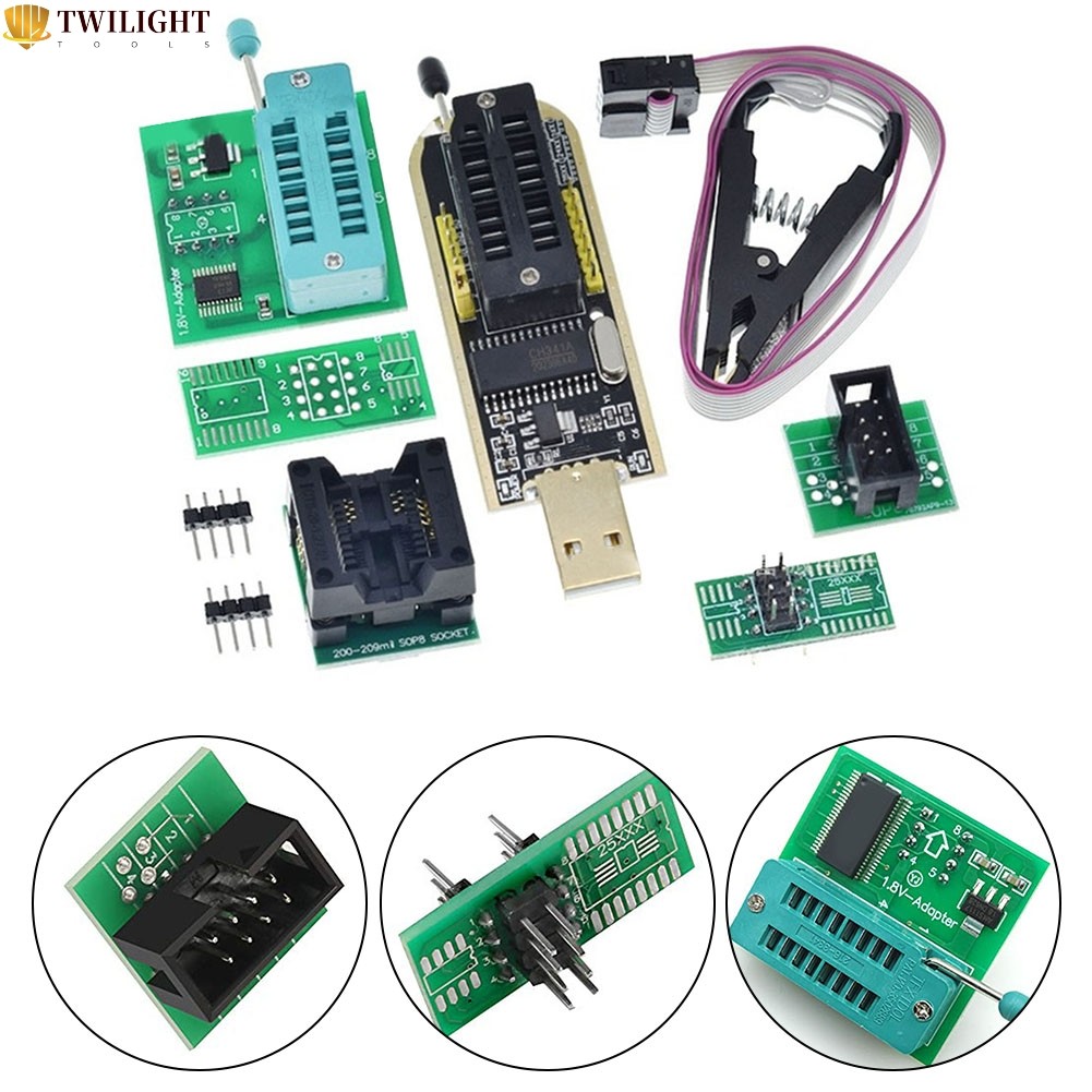 ⭐ทวี⭐Ch341b โปรแกรมเมอร์ครบชุดเหมาะสําหรับโมดูลการเขียนโปรแกรม USB 24 ...