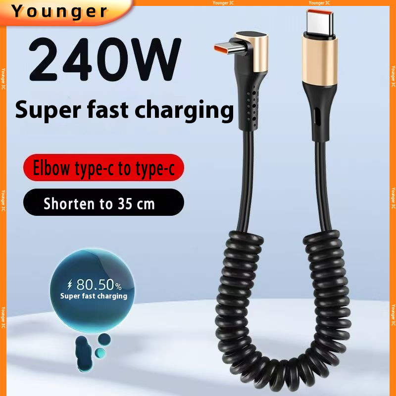3D Elbow Type-c Spring Data Cable, TPU Cable Body Anti Breakage ...