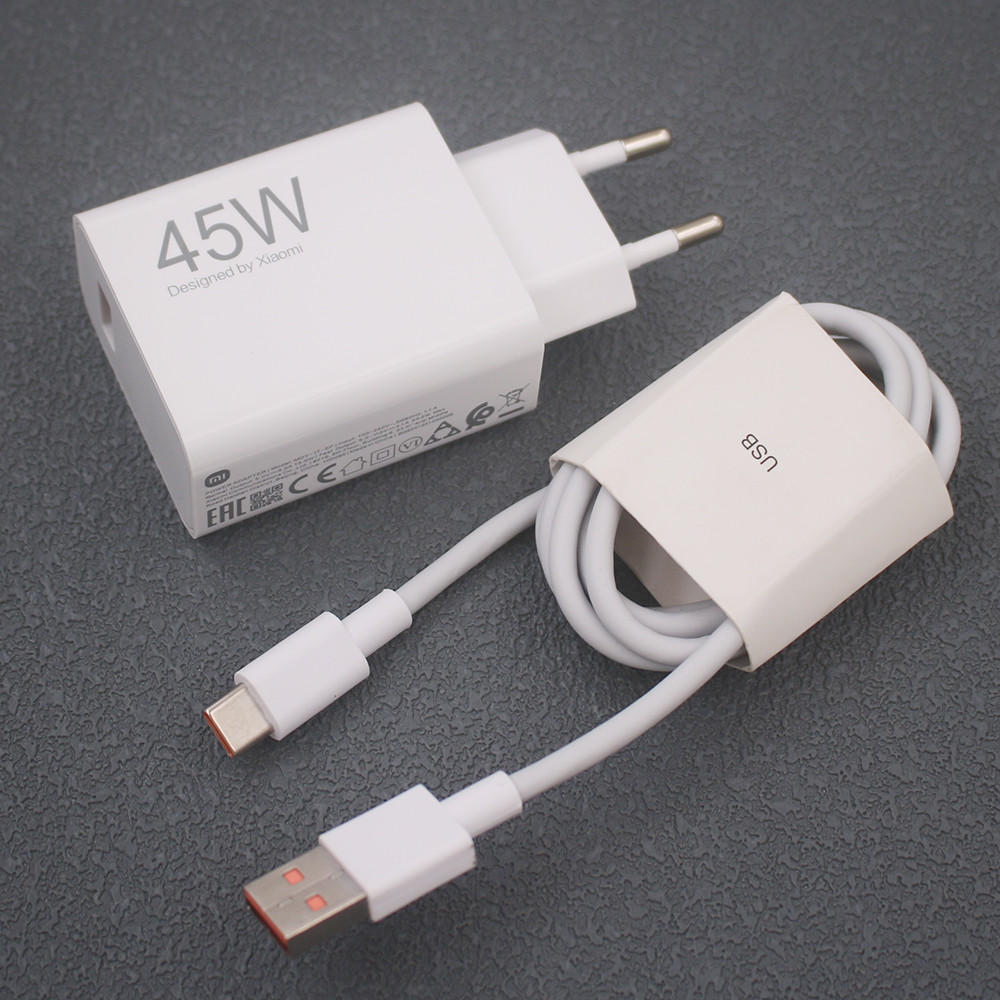 Original 45W Xiaomi EU Turbo Fast Charging Power Adapter 1/1.5/2 M ...