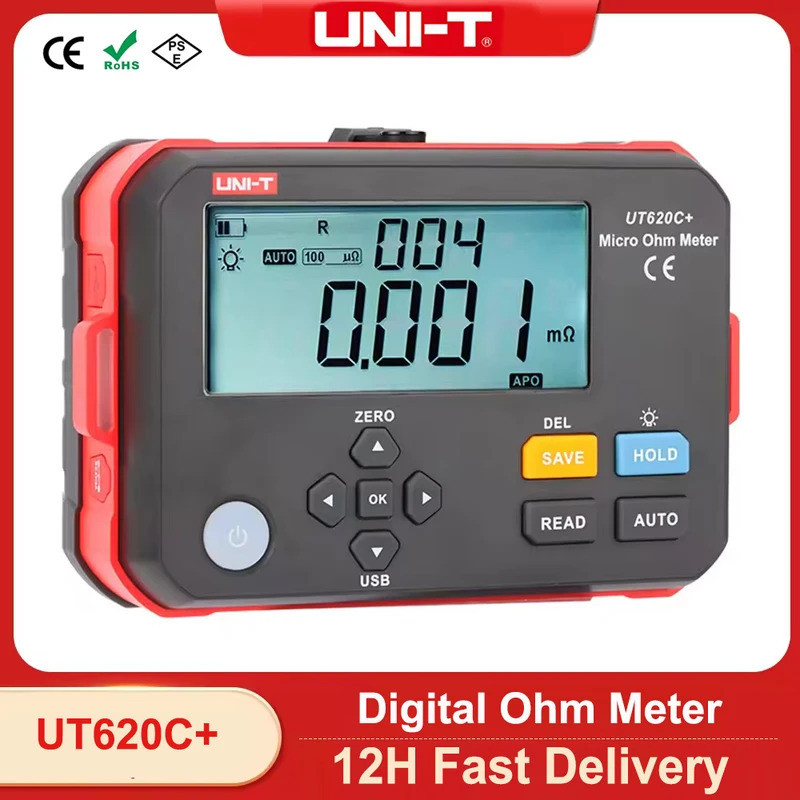 UNI-T UT620C Plus Micro Ohmmeter DC Low Resistance Tester 0.001mΩ ~ 300 ...