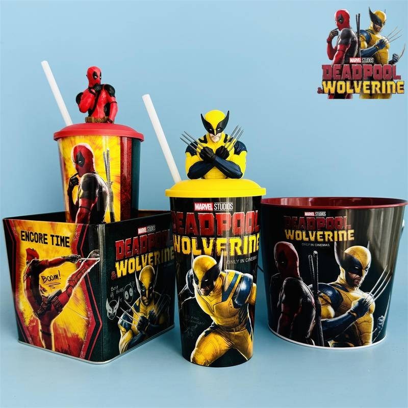 Deadpool & Wolverine Cinema ถ้วยน้ําต่อพ่วง ถังป๊อปคอร์น, ถ้วยตุ๊กตาฟาง ...