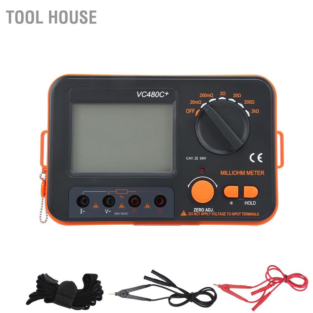 Tool House VC480C 0.01mΩ2kΩ 6Gear Digital Milliohmmeter 4สายการวัดDC ...