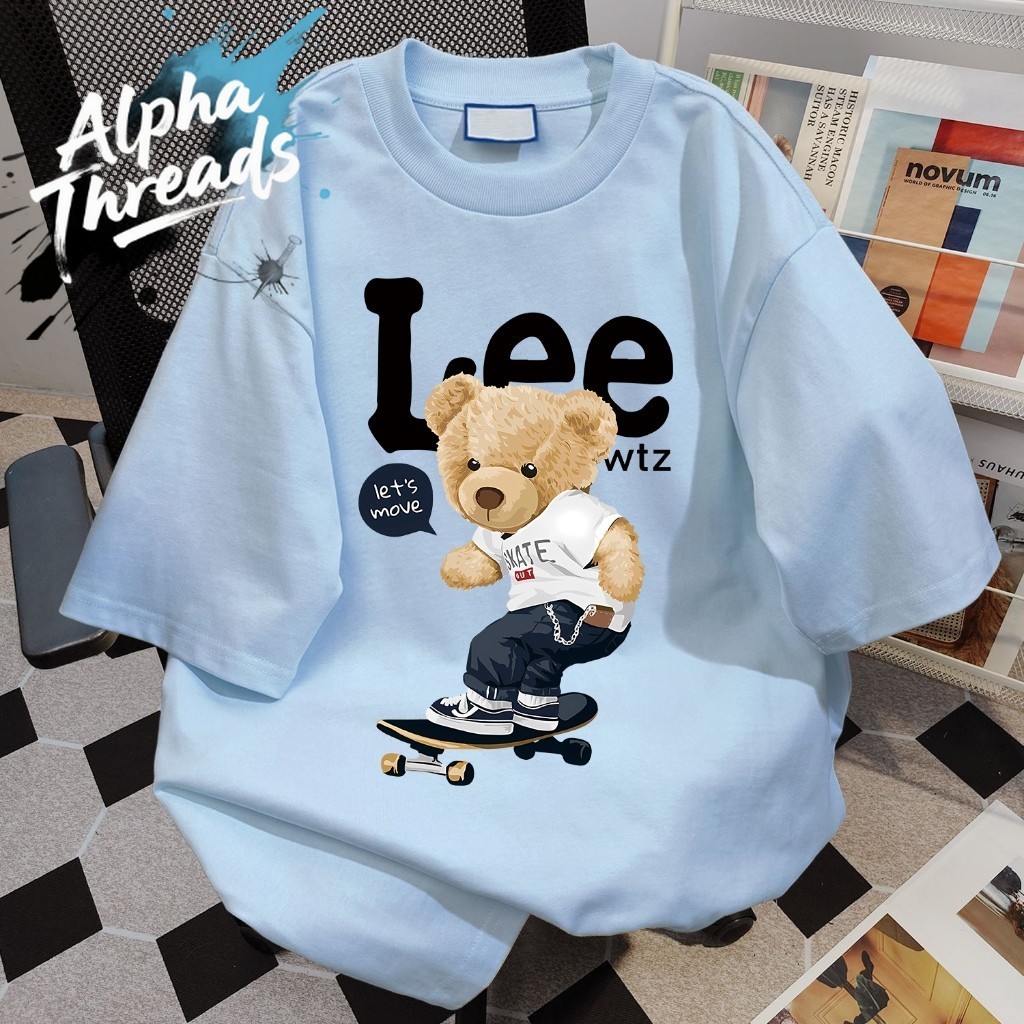 (จัดส่งตลอด 24 ชั่วโมง)Alpha Threads ผ้าคอเชื้อ 100% เสื้อสีฟ้า เสื้อ ...