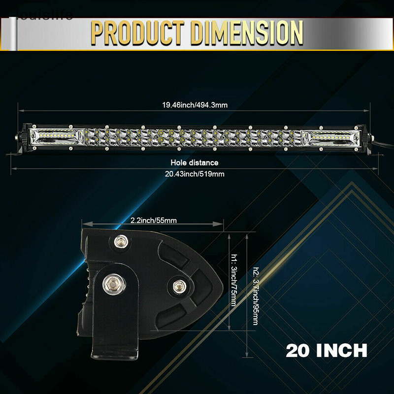 Leth 20 นิ้ว 1200W Led Light Bar Dual แถว Spot Flood Combo ทํางาน UTE ...