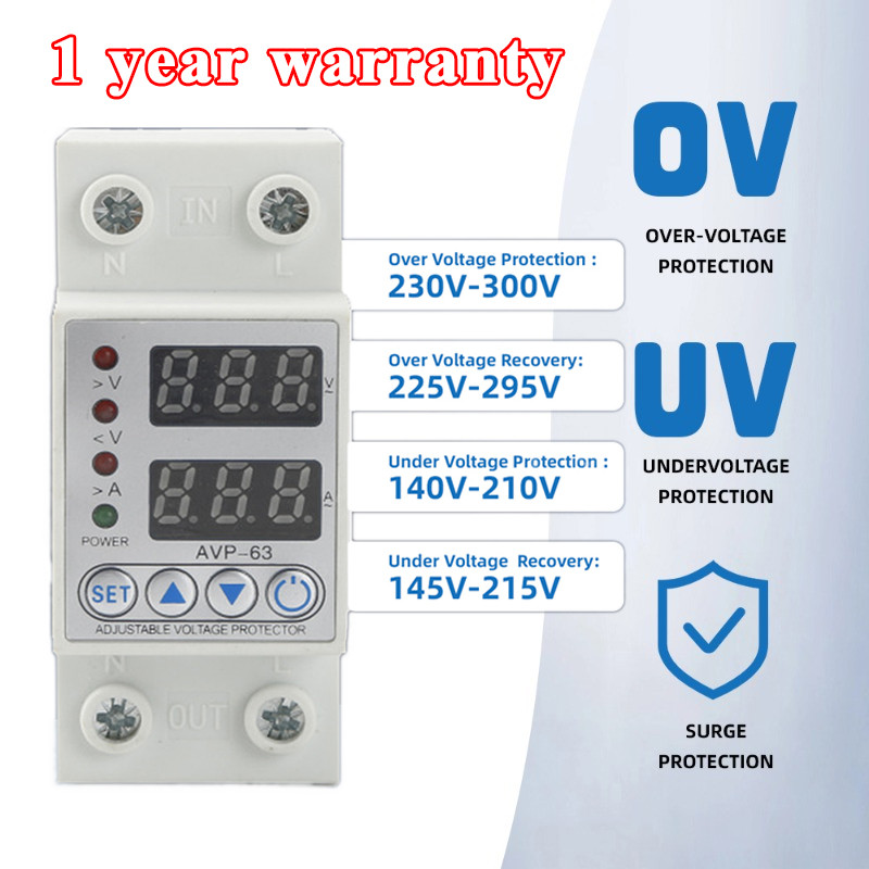 อุปกรณ์ป้องกันไฟเกิน/ไฟตก/กระแสเกิน (Dual) SINOTIMER SVP-916 230V Auto ...
