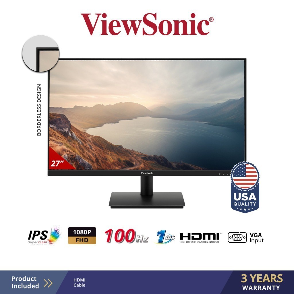 VIEWSONIC VA270-H จอภาพ 27” IPS Full HD Monitor with Fast 1ms Response ...