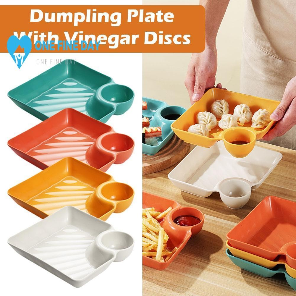 พลาสติก Dumpling Conch แผ่นสี่เหลี่ยมซอสช่องสแควร์เสิร์ฟชิป Platter ถาด ...