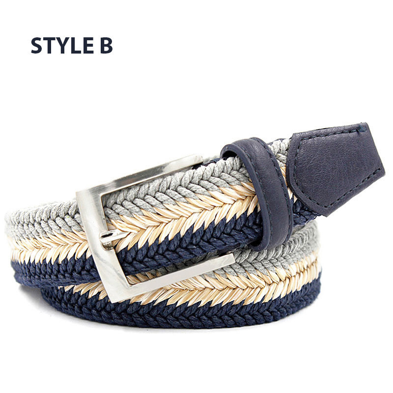 [พิเศษแบนแบน] Pin Buckle Braided Mens Golf Belt Wax Rope Straw Mix Belt ...