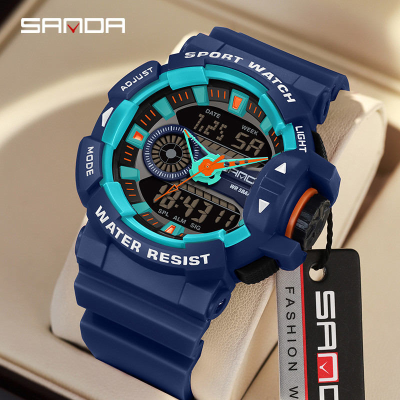 Sanda Youth สีสัน Cool กีฬากันน้ําส่วนบุคคลดิจิตอล LED นาฬิกาผู้ชาย ...