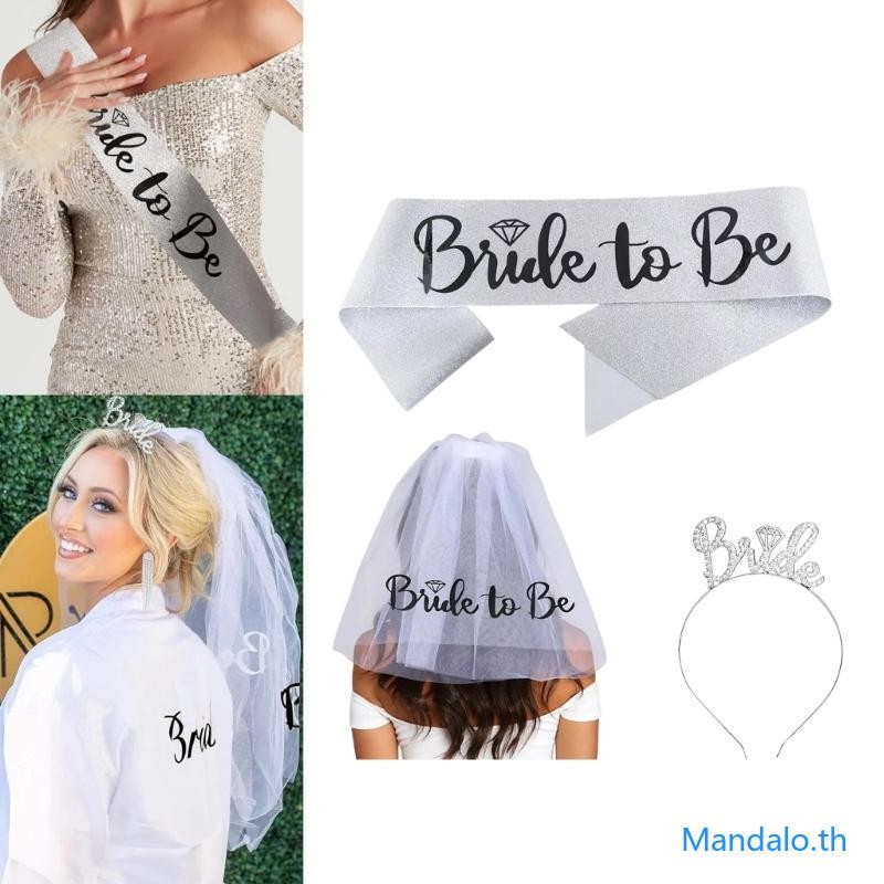 Mandalo.th Simple Wedding Veil Bachelorette Party อุปกรณ์ตกแต่งอาบน้ํา