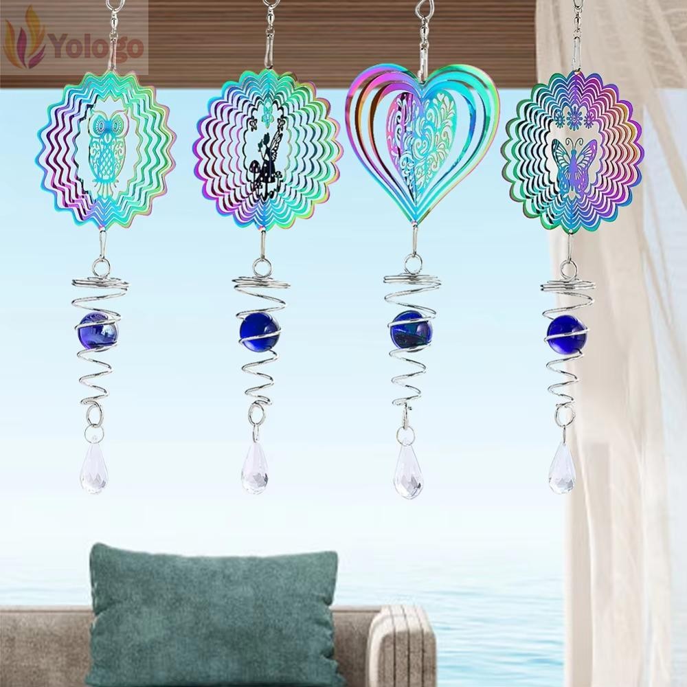 YOLOGO Wind Spinner Stabilizer, Kinetic Gradient สี Gazing Ball เกลียว ...