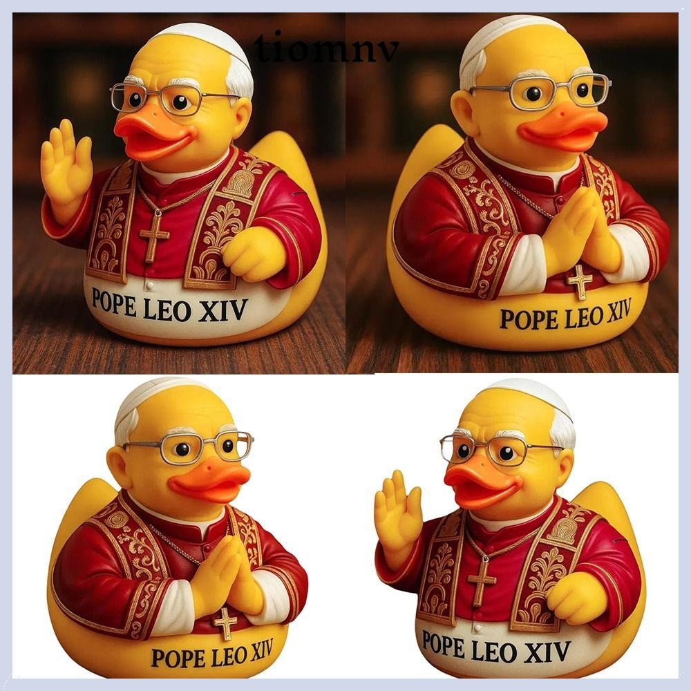TIOMNVTH 3.5in Pope Leo XIV Edition เป็ด,เรซิ่นตลกคาทอลิก Pope Duck ...