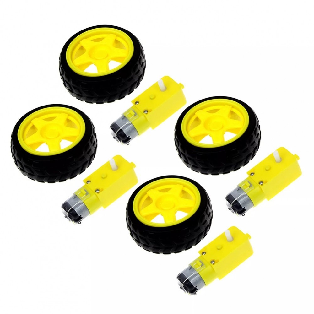 ยางพลาสติก Tyre Wheel w DC 6V ชุดมอเตอร์เกียร์สําหรับ Arduino ติดตั้ง ...