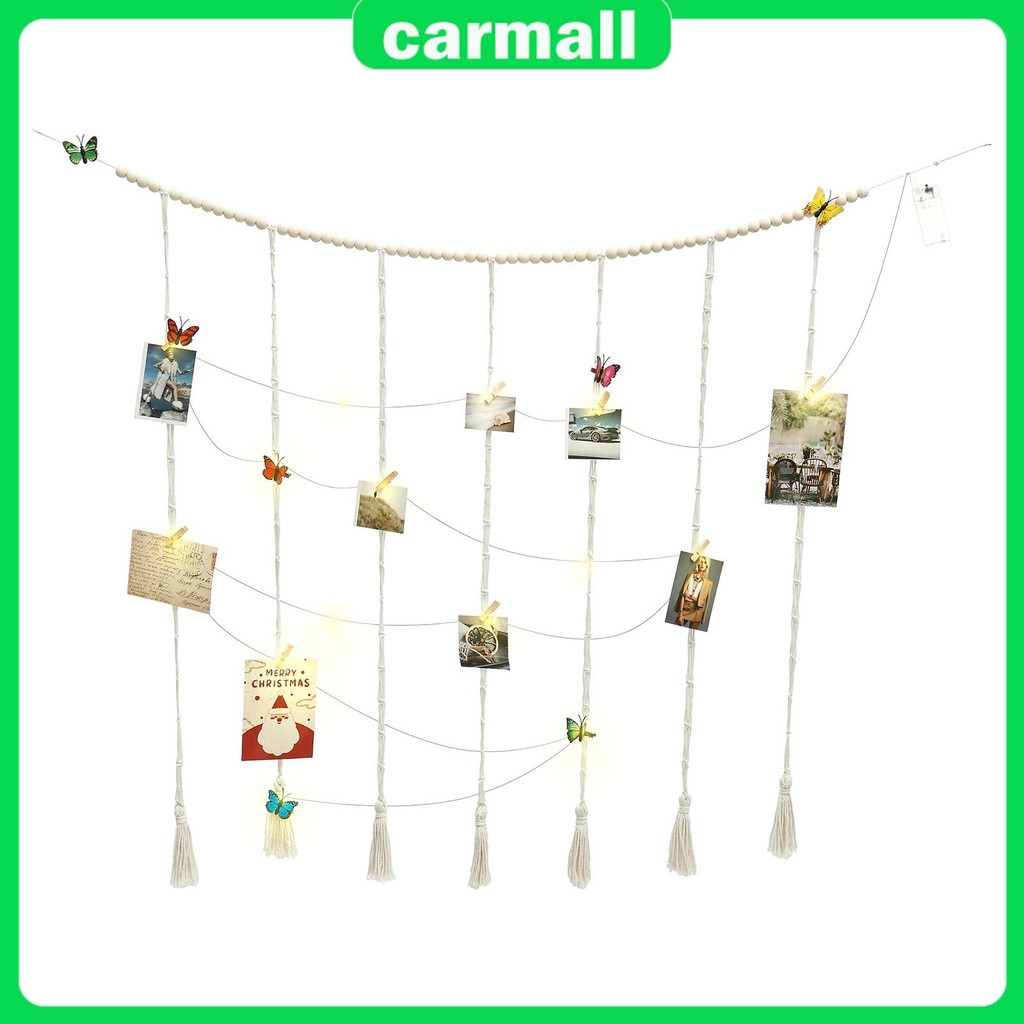 เชือกฝ้ายแขวนภาพแสดงภาพ Collage Macrame แขวนภาพแสดงชั้นที่อุดมไปด้วย ...