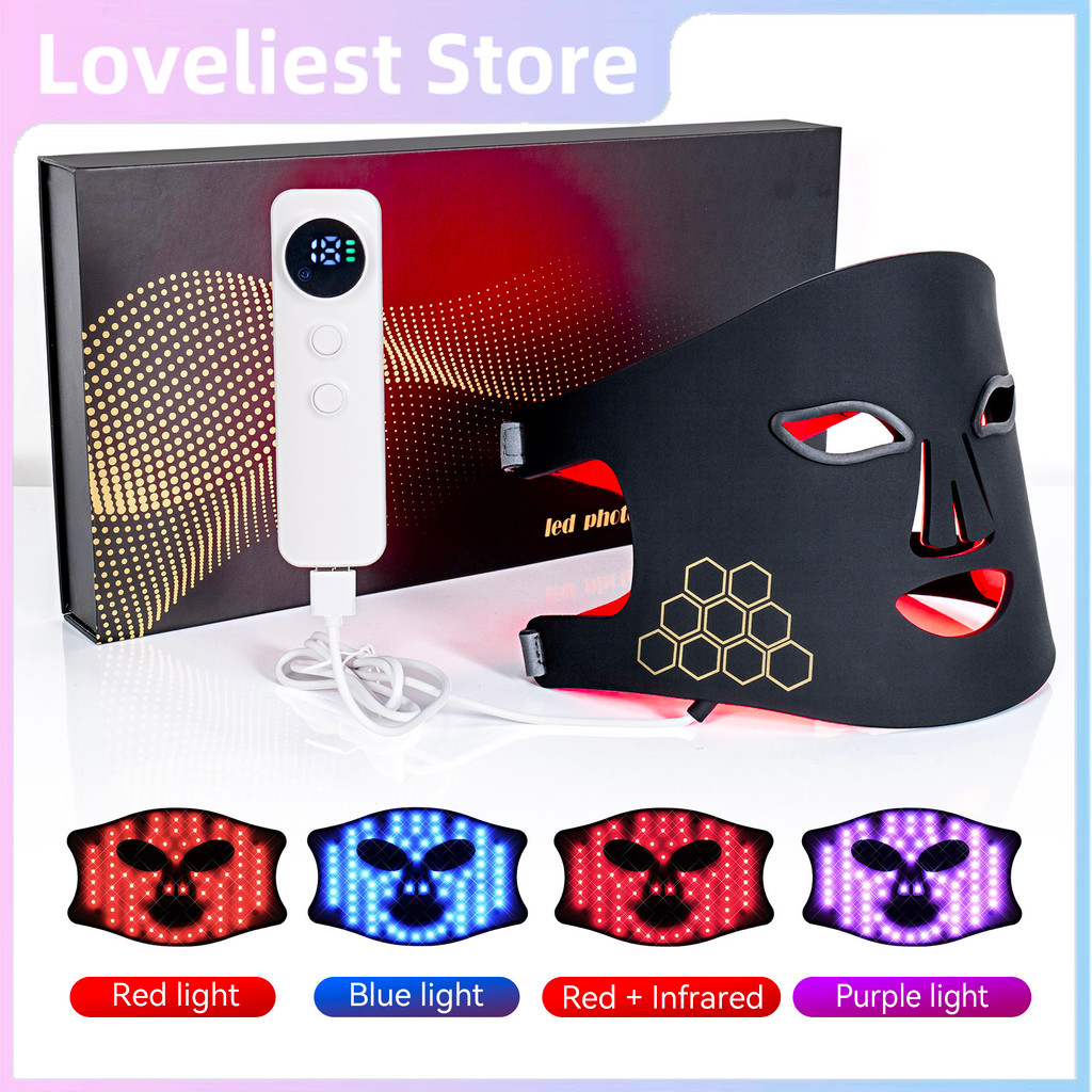 Hello Face แบบพกพาสีแดงอินฟราเรด Blue LED Light Therapy Face Mask รักษา ...