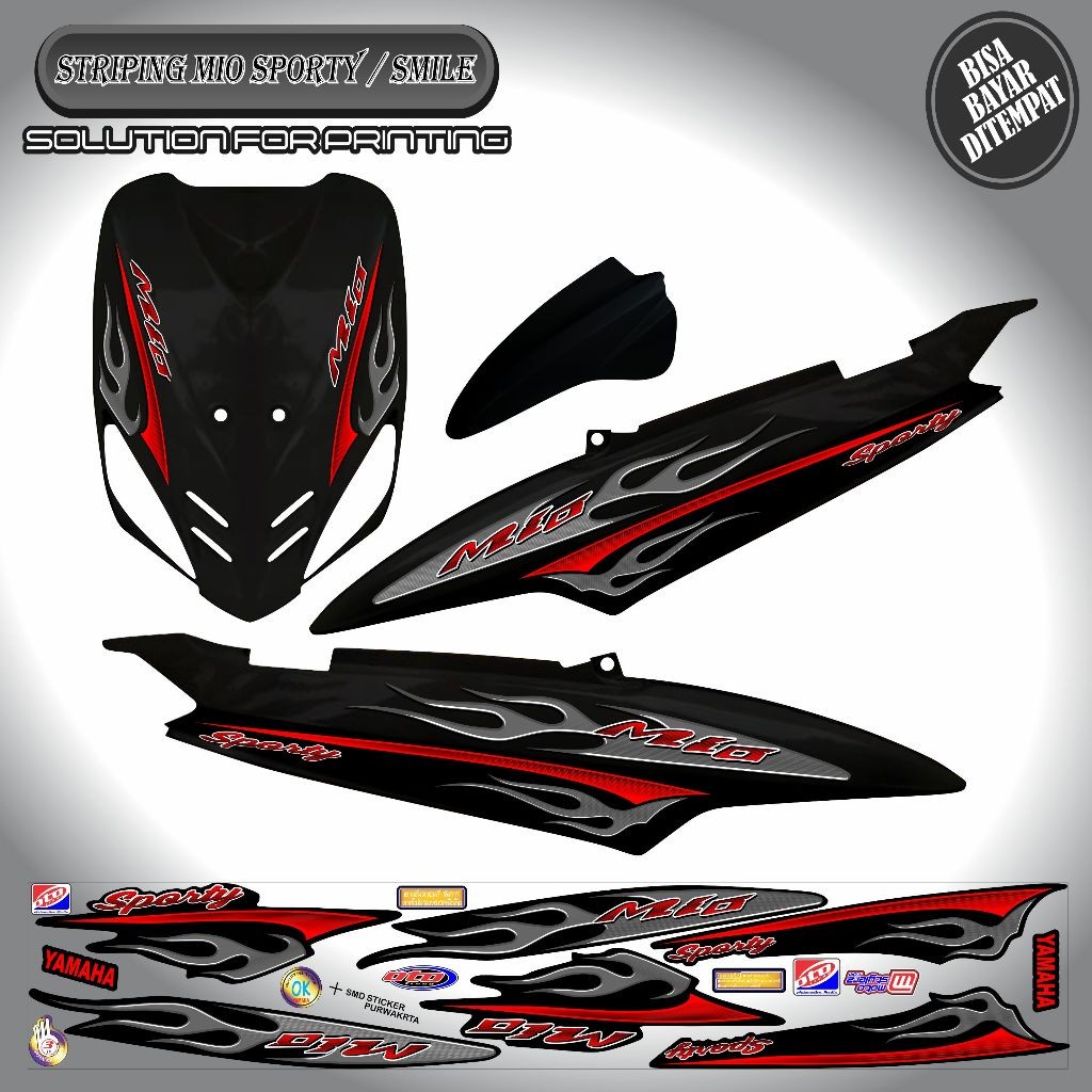 Striping VARIATION API STICKER YAMAHA MIO SPORTY / MIO SMILE MOTIF FIRE ...