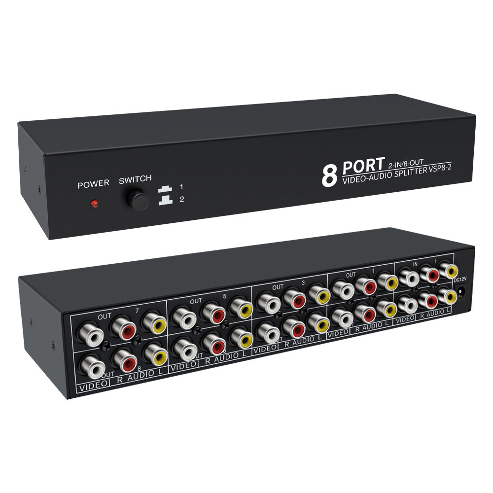 2x8 คอมโพสิต AV วิดีโอ + R/L Setero Audio 3RCA Splitter Swticher 2 ...