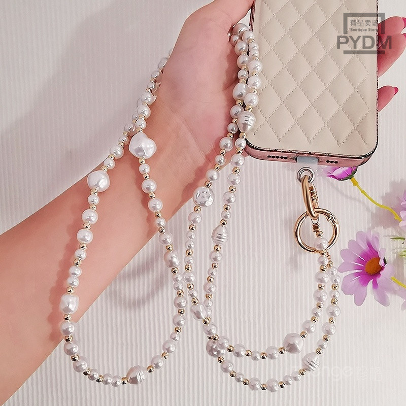 [PYM] ยาวยาวพิเศษ Pearl Messenger Chain หญิงสไตล์นอร์ดิกโทรศัพท์มือถือ ...